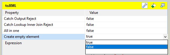 The settings of the output of a tXMLMap